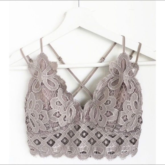 NWT Lace Scalloped Harbor Gray Bra Bralette Top - Picture 6 of 6